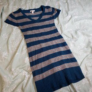 [S] Ambiance Apparel Short Blue and Grey Knit Sweater Dress